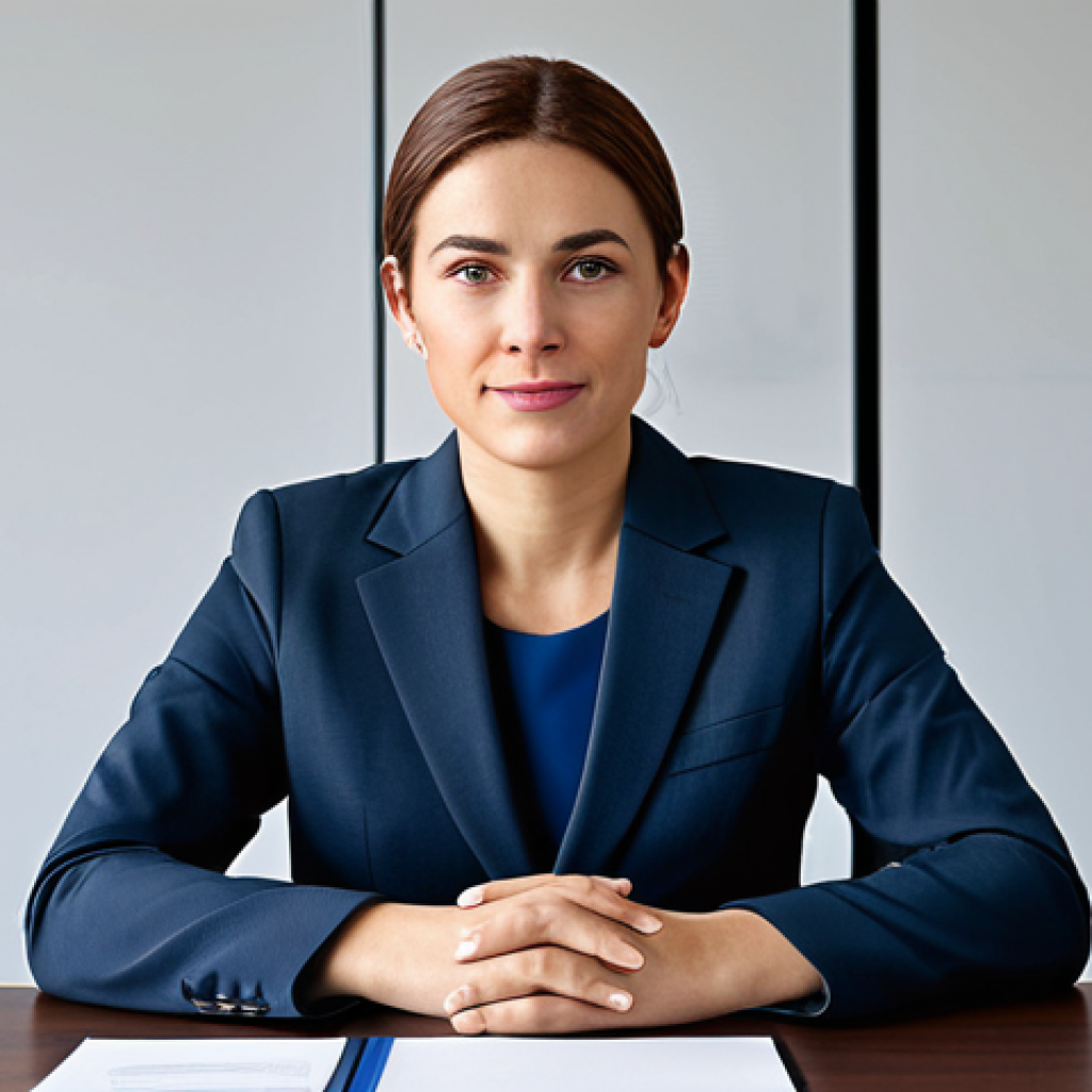 특수교육과 보완대체 의사소통 AAC - ** A professional businesswoman in a modest business suit, sitting at a desk in a modern office, ful...