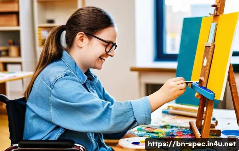 특수교육과 장애 학생 동아리 활동 - **A creative art therapy session:**
    "A vibrant and inclusive art therapy session for diverse chi...