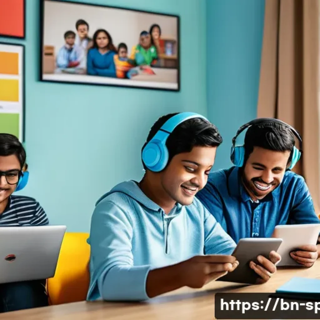 특수교육과 온라인 학습 - A diverse group of Bangladeshi special needs students studying online at home, wearing casual clothe...