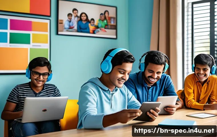 특수교육과 온라인 학습 - A diverse group of Bangladeshi special needs students studying online at home, wearing casual clothe...