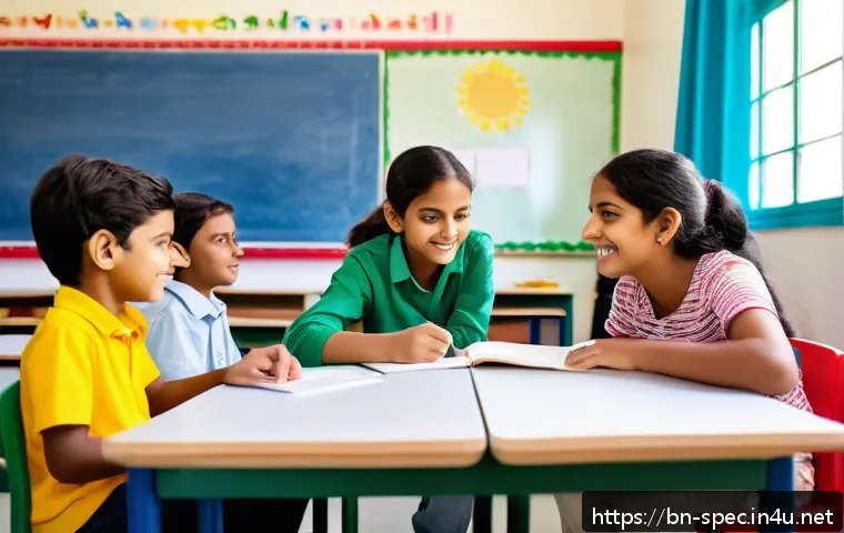 특수교육과 특수교육 전문가 인터뷰 - A bright and supportive classroom environment designed for special needs Bengali children, featuring...
