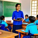 특수교육과 혼합학습 - A modern blended classroom scene in a Bengali school setting, showing diverse students of different ...